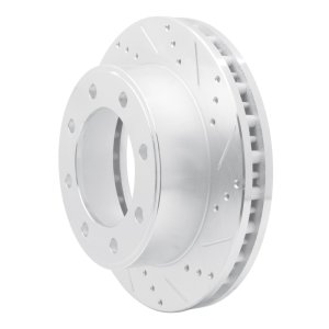Ford F-250 Super Duty Brake Rotor (1) - Front Right - R1 Concepts - Drilled & Slotted - Silver - `99-`05